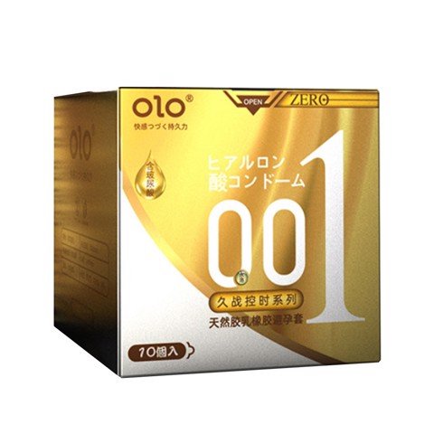 Bao cao su OLO 0.01 Zero Vàng - Siêu mỏng gân và hạt - Hộp 10 cái