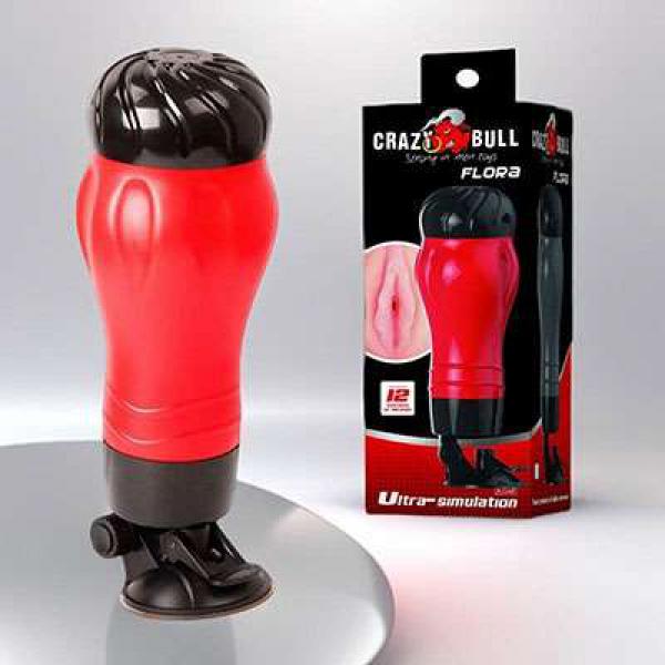 Âm đạo giả dính tường 12 tần số rung - Crazy Bull Red Flora
