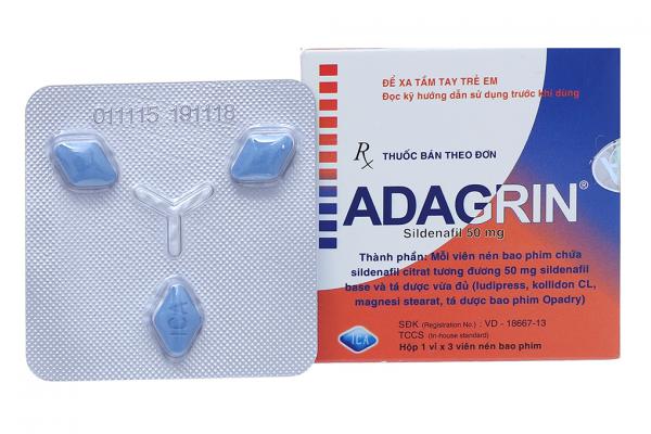 Viên uống Adagrin 50mg thuốc trị rối loạn cương dương  chống xuất tinh sớm kéo