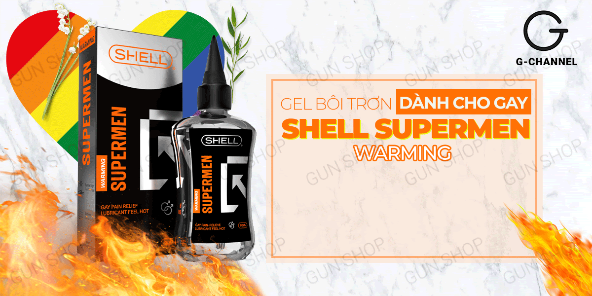 Gel bôi trơn dành cho hậu môn Shell Supermen Warming - Nóng ấm - Chai 90ml