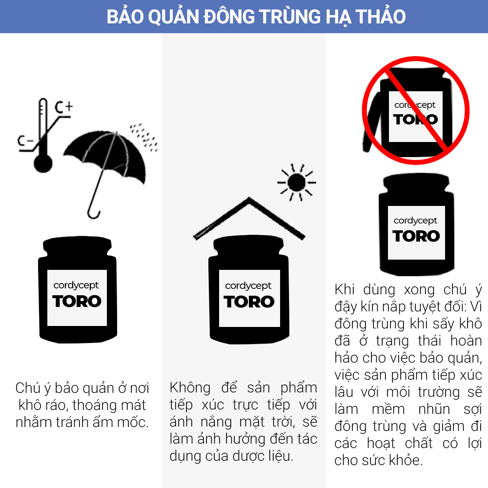 Đông trùng hạ thảo Toro - Sấy thăng hoa nguyên sợi cải thiện chức năng sinh lý - Hũ 10g