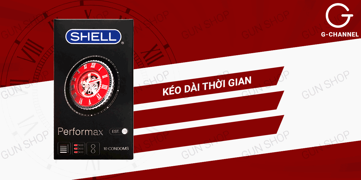 Bao cao su Shell Performax 6 in 1 - Kéo dài thời gian - Hộp 10 cái