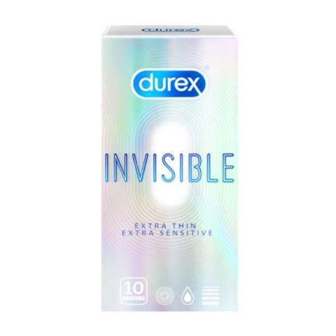 Bao cao su Durex Invisible - Siêu mỏng mềm mịn - Hộp 10 cái
