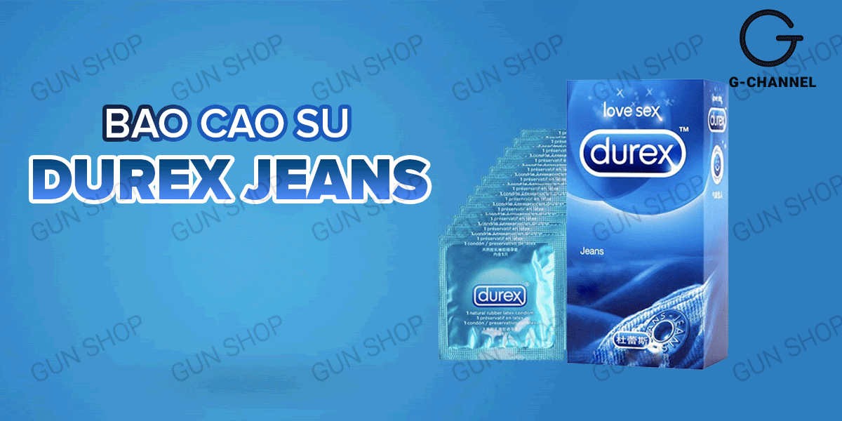 Bao cao su Durex Jeans - Siêu mỏng nhiều gel bôi trơn - Hộp 12 cái