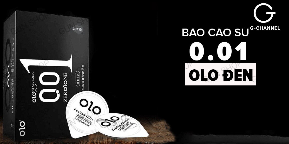 Bao cao su OLO 0.01 Đen - Siêu mỏng hương vani - Hộp 10 cái