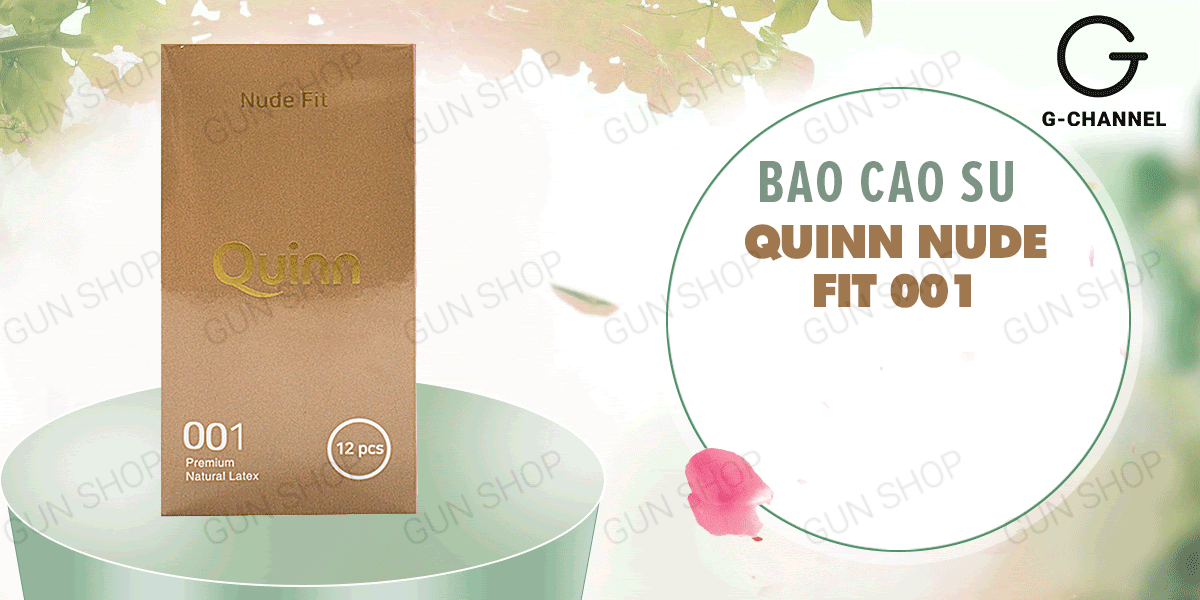 Bao cao su Quinn Nude Fit - Siêu mỏng chống tuột - Hộp 12 cái