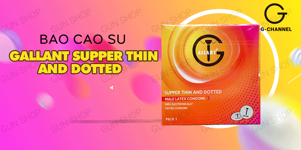 Bộ 2 hộp bao cao su Gallant Supper Thin And Dotted - Siêu mỏng, điểm nổi - Hộp 3 cái