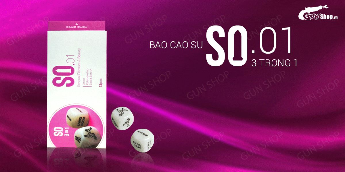 Bao cao su SO 3 in 1 - Siêu mỏng gân và điểm nổi - Hộp 12 cái