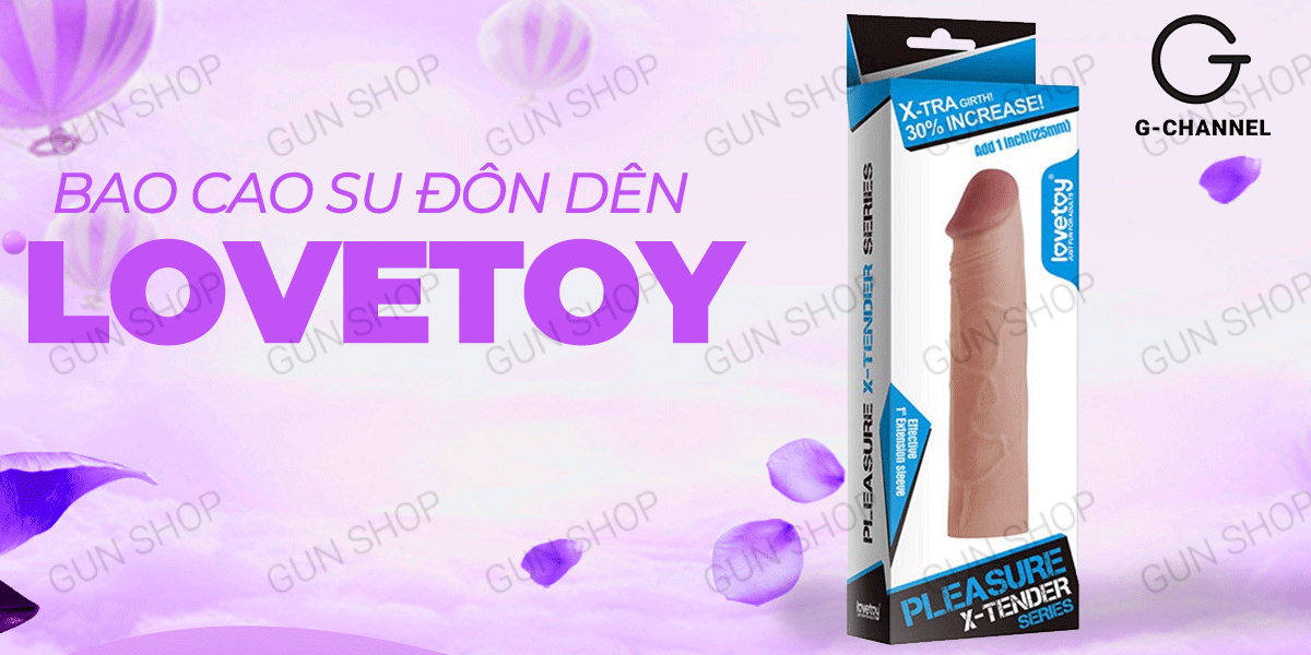 Bao cao su đôn dên tăng kích thước rung mạnh Lovetoy Pleasure X-Tender tăng 1