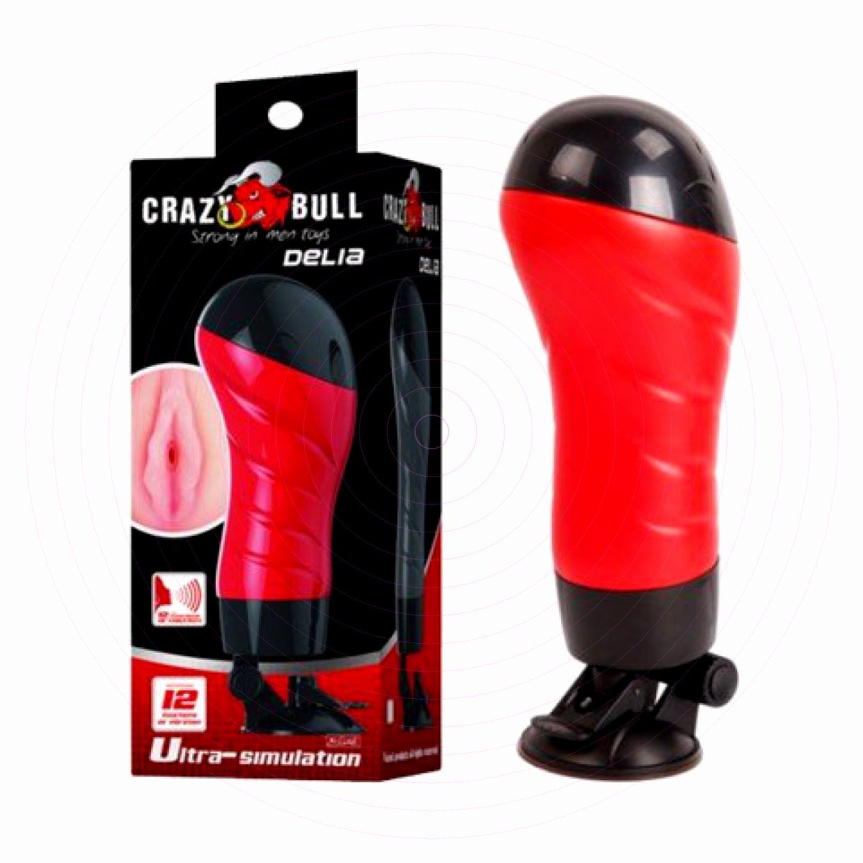 Âm đạo giả dính tường Crazy Bull Red Delia 12 tần số rung siêu 