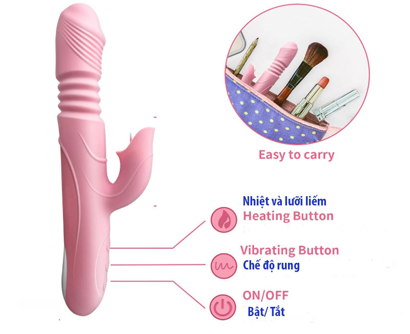 Dương Vật Giả Cầm Tay Masturbator Rung Nhiệt Liếm